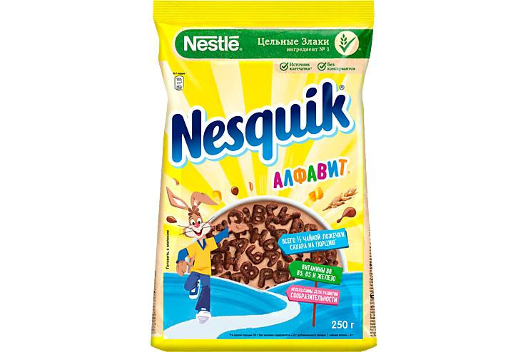 Готовый завтрак «Nesquik» шоколадный, алфавит, 250 г