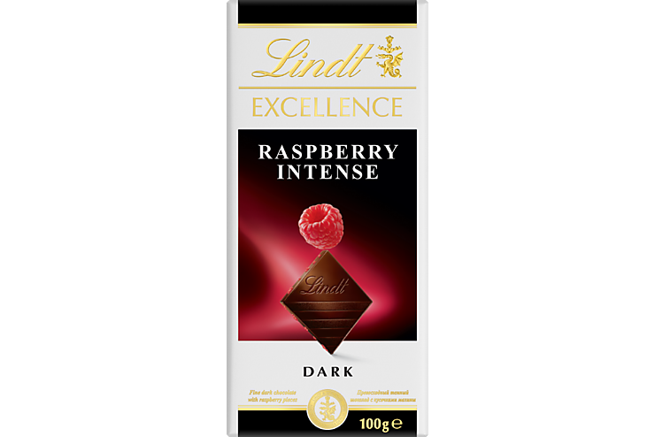 Шоколад темный «Lindt» Excellence с кусочками малины, 100 г