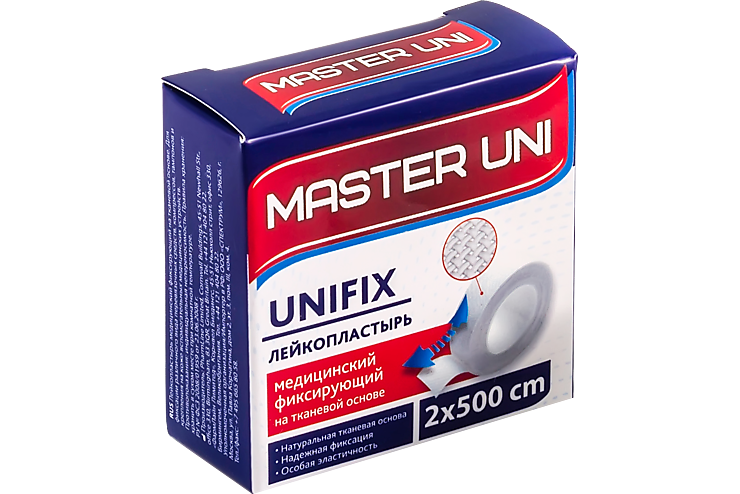 Пластырь «MasterUni» Unifix на тканевой основе, в рулоне 2*500 см