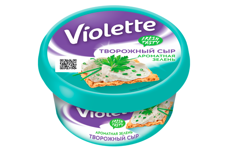 Сыр творожный 70% «Violette» с зеленью, 140 г Сыр творожный 70% «Violette» с зеленью, 140 г