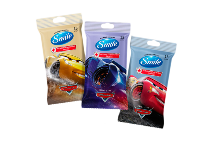 Влажные салфетки «SMILE» Тачки, 15шт Влажные салфетки «SMILE» Тачки, 15шт
