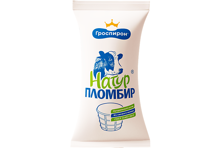 Мороженое «ООО ФМ "Гроспирон"» Натур пломбир, 90 г