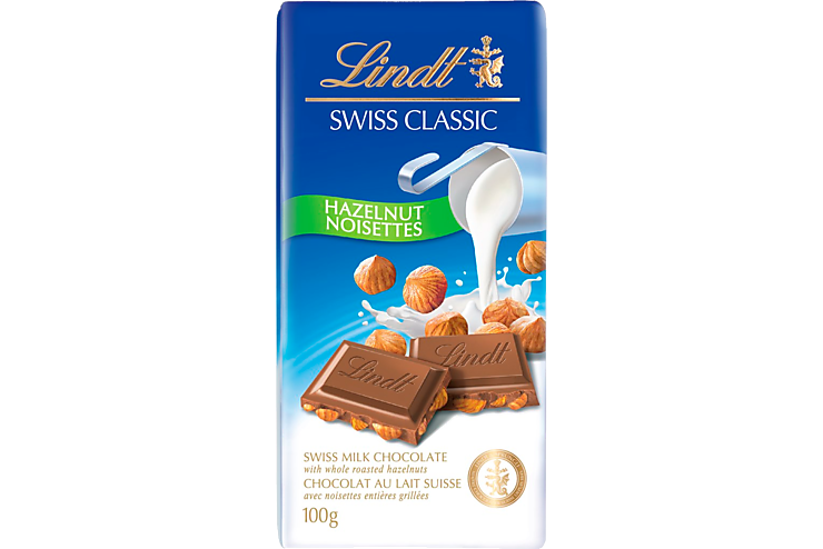 Шоколад молочный «Lindt» Swiss Classic с цельным фундуком, 100 г