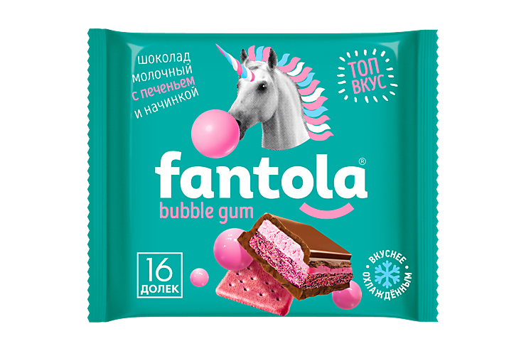 Шоколад молочный «Fantola» с печеньем и начинкой Bubble gum, 60 г