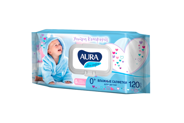  салфетки «Aura Ultra comfort» с экстрактом алоэ и витамином Е .