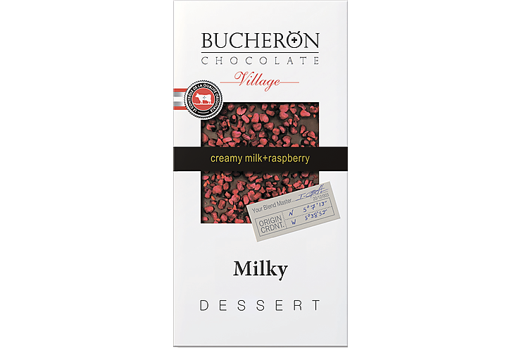 Шоколад молочный «Bucheron» с кусочками малины, 100 г