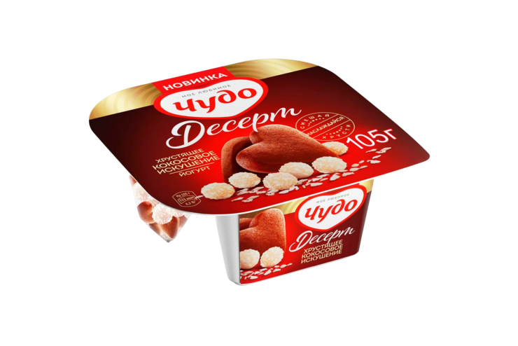 Йогурт 3% «Чудо» Десерт Хрустящее кокосовое искушение, 105 г Йогурт 3% «Чудо» Десерт Хрустящее кокосовое искушение, 105 г