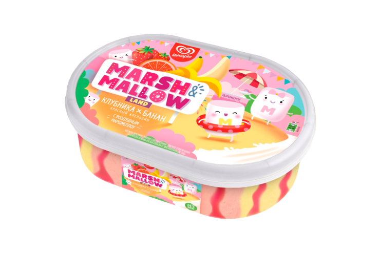 Мороженое «MARSH&MALLOW LAND» Клубника-Банан-Красный апельсин, 454 г Мороженое «MARSH&MALLOW LAND» Клубника-Банан-Красный апельсин, 454 г