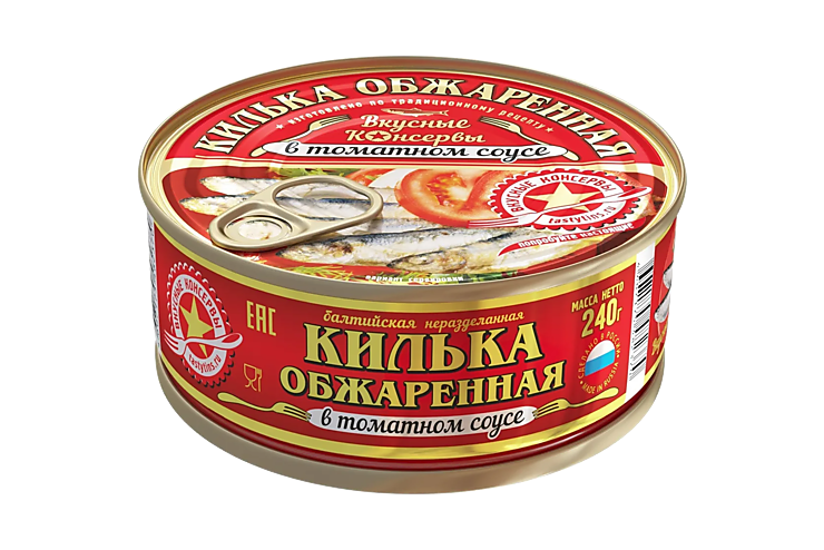 Килька «Вкусные консервы» обжаренная в томатном соусе, 240 г