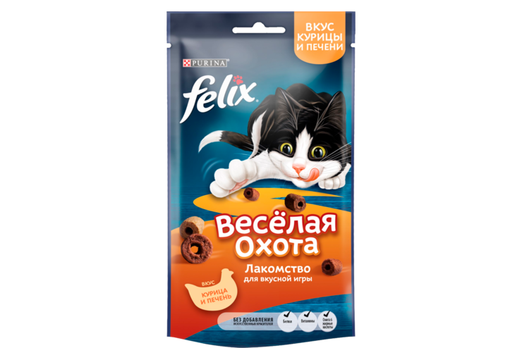 Лакомство для кошек «Felix» Веселая охота, вкус курицы и печени, 50 г Лакомство для кошек «Felix» Веселая охота, вкус курицы и печени, 50 г