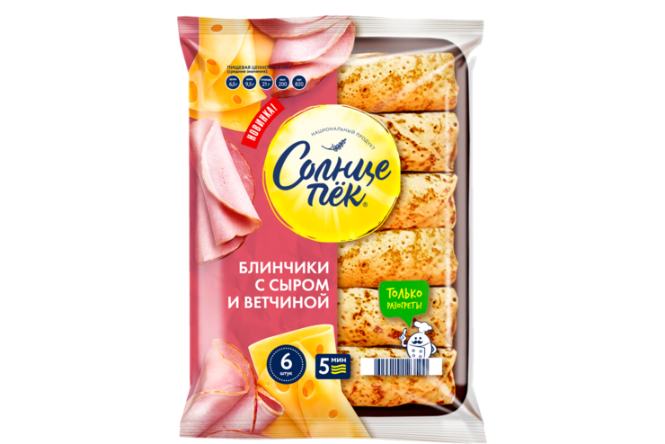 Блинчики «Солнцепек» с сыром и ветчиной, 360 г Блинчики «Солнцепек» с сыром и ветчиной, 360 г