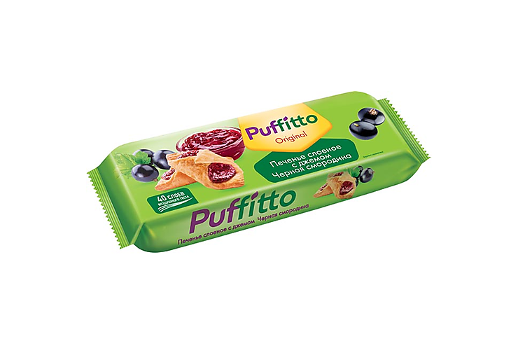«Puffitto original», печенье слоеное Puffitto c начинкой «Черная смородина», 125 г