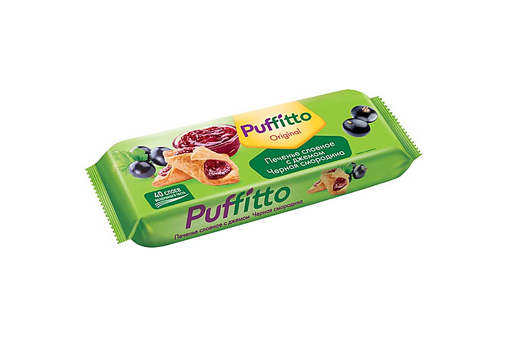 «Puffitto original», печенье слоеное c начинкой «Черная смородина», 125 г