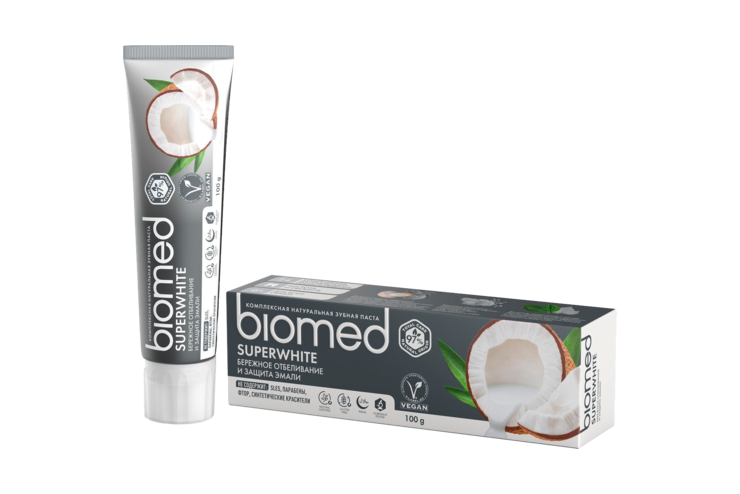 Зубная паста «BIOMED» SUPERWHITE с кокосом и корицей, 80 мл Зубная паста «BIOMED» SUPERWHITE с кокосом и корицей, 80 мл