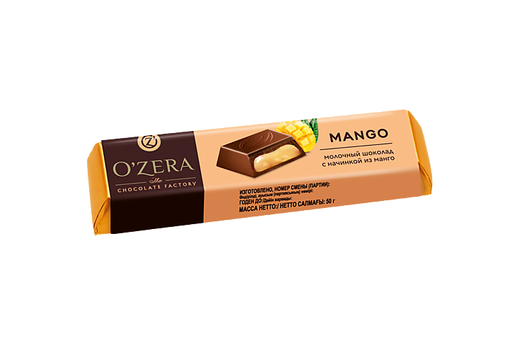 Шоколад молочный «O'Зera» с начинкой из манго, 50 г