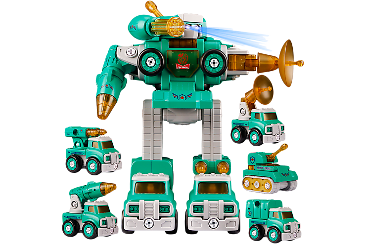 Конструктор 5 зелёных машинок = робот