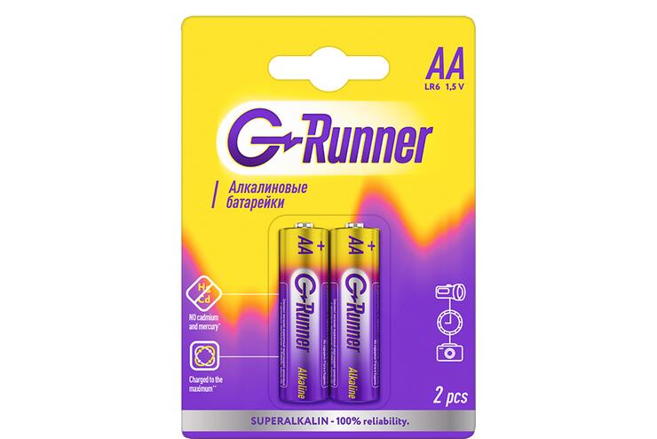 Батарейки алкалиновые «G-runner» AA/LR6, 1,5 V, в блистере 2 батарейки