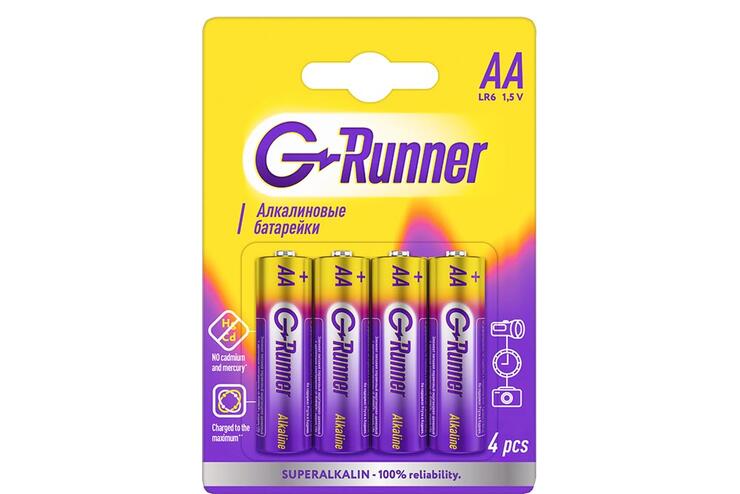 Батарейки алкалиновые «G-runner» AA/LR6, 1,5 V, в блистере 4 батарейки