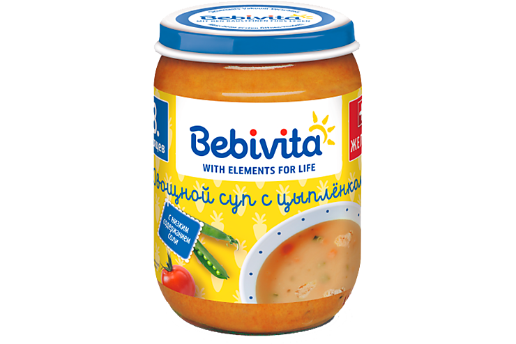 Суп овощной «Bebivita» с цыпленком, 190 г