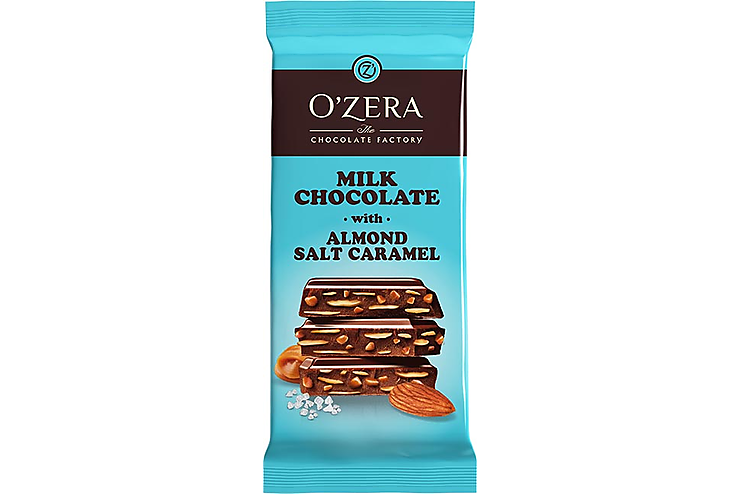 «O'Zera», шоколад Milk chocolate with Almonds salt caramel, 90 г