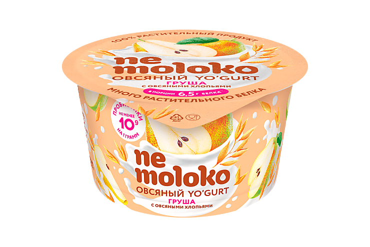 Йогурт овсяный «NeMoloko» Груша с овсяными хлопьями, 130 г
