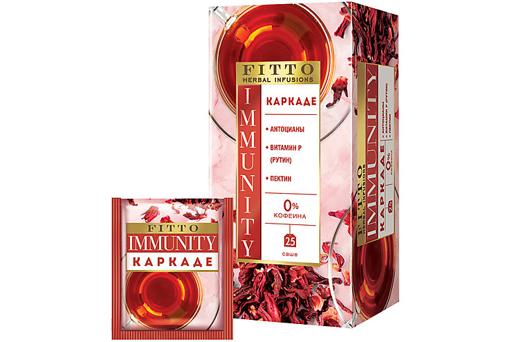 «Fitto», чай травяной Immunity. Каркаде, 25 пакетиков, 37,5 г