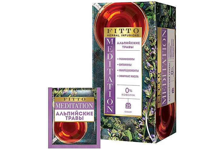 «Fitto», чай травяной Meditation Альпийские травы, 25 пакетиков, 37 г