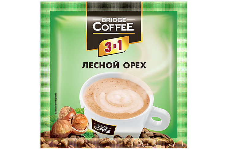 «Bridge Coffee», напиток кофейный 3 в 1 с ароматом лесного ореха, 5*20 г