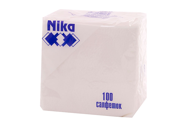 Салфетки Nika однослойные белые, 100 шт, 900 г