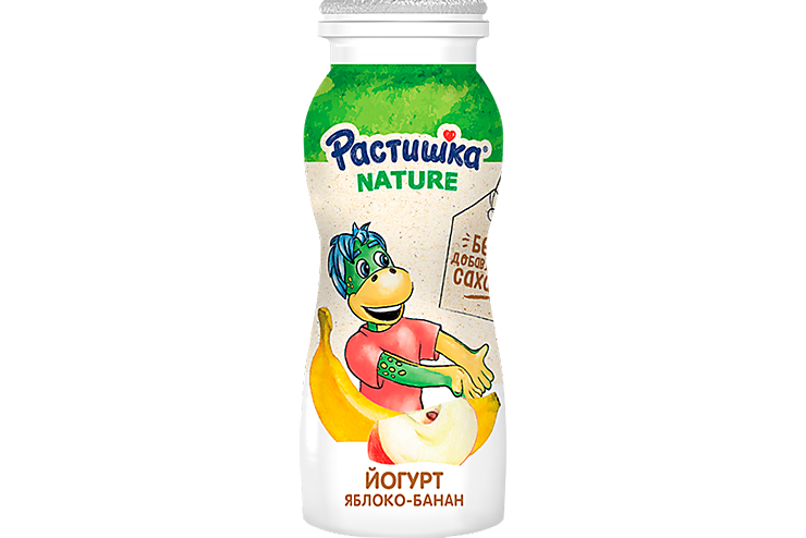 Йогурт питьевой 1.6% «Растишка Nature» Яблоко – банан, 90 г