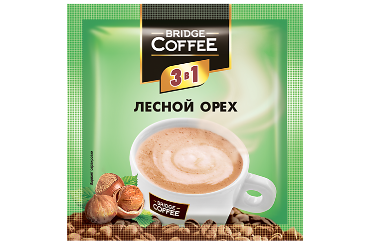 Напиток кофейный «Bridge Coffee» 3 в 1 с ароматом лесного ореха, 20 г