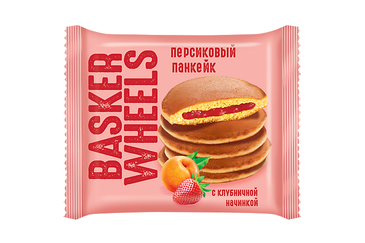 Pancake «Basker Wheels» персиковый с клубничной начинкой, 36 г