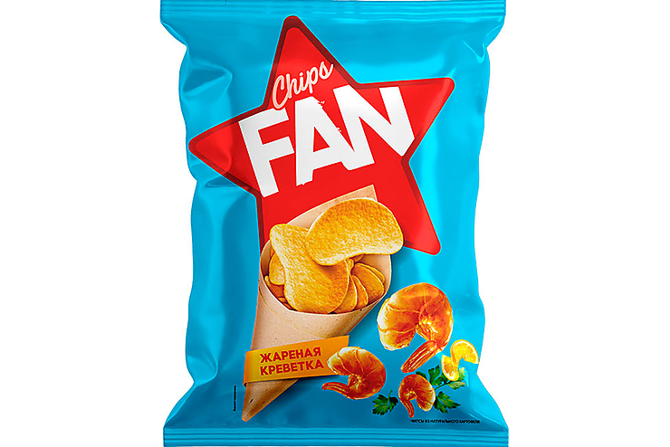 «Fan», чипсы со вкусом жареной креветки, 250 г