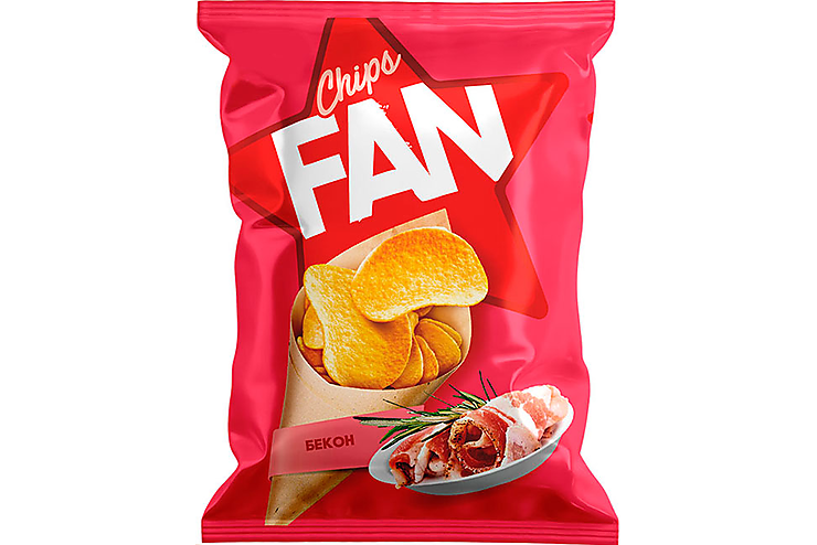 «Fan», чипсы со вкусом бекона, произведены из свежего картофеля, 120 г