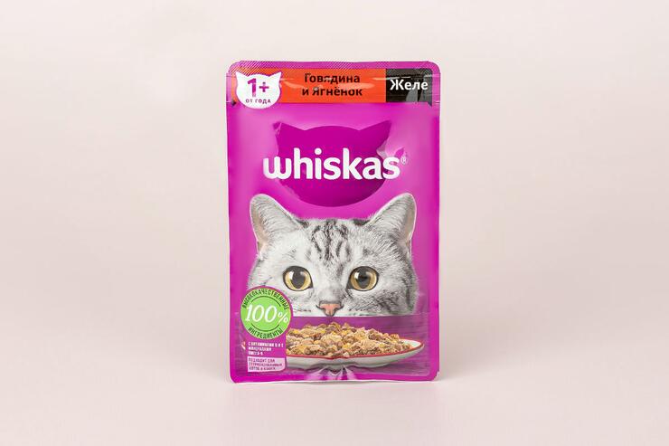 Влажный корм «Whiskas» желе с говядиной и ягненком, 75 г