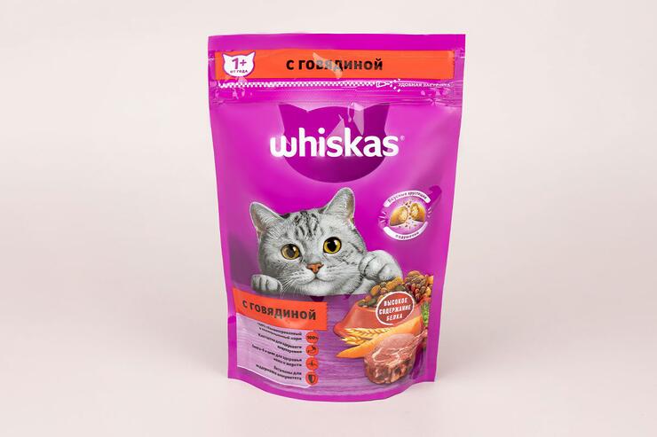 Сухой полнорационный корм «Whiskas» подушечки с паштетом, говядина, 350 г