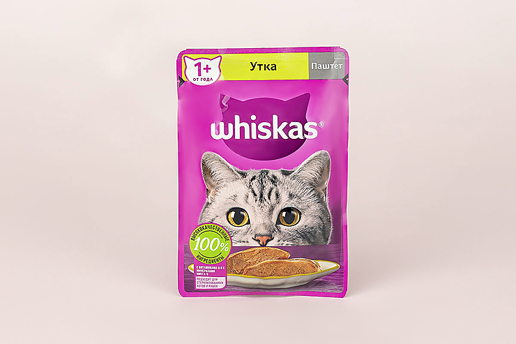 Влажный корм для кошек «Whiskas» паштет с уткой, 75 г