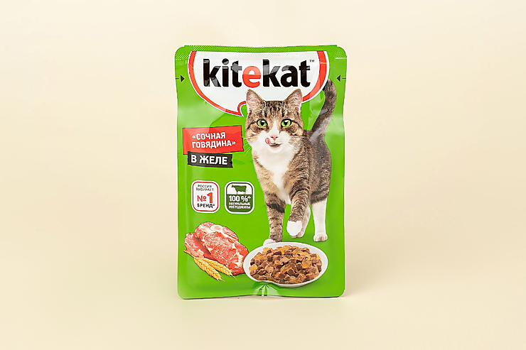 Влажный корм для кошек «Kitekat» с сочными кусочками говядины в желе, 85 г