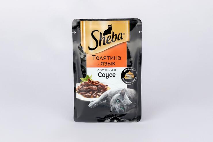 Влажный корм для кошек «Sheba» Телятина и язык, ломтики в соусе, 75 г