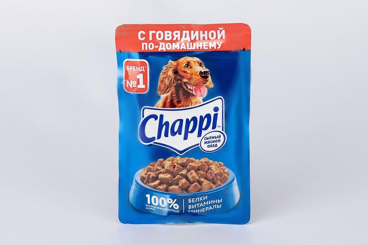 Корм консервированный полнорационный «Chappi» для взрослых собак с добавлением говядины «Сытный мясной обед» Говядина по-домашнему, 85 г