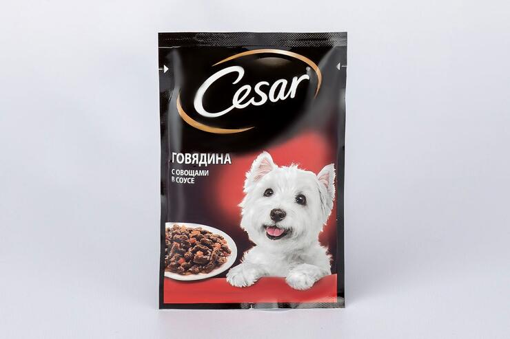 Влажный корм «Cesar» для взрослых собак, с говядиной и овощами в соусе, 85 г
