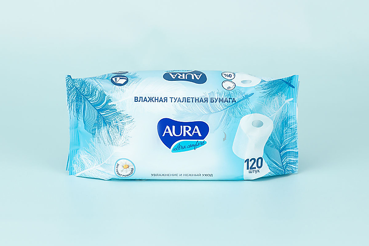 Туалетная бумага влажная «Aura Ultra comfort» 120 шт