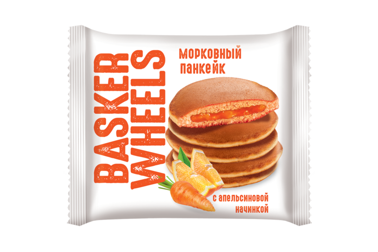 Pancake «Basker Wheels» морковный с апельсиновой начинкой, 36 г Pancake «Basker Wheels» морковный с апельсиновой начинкой, 36 г