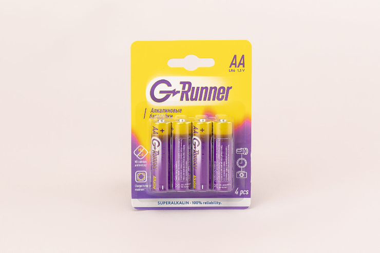 Батарейки алкалиновые «G-runner» AA/LR6, 1,5 V, 4шт Батарейки алкалиновые «G-runner» AA/LR6, 1,5 V, 4шт
