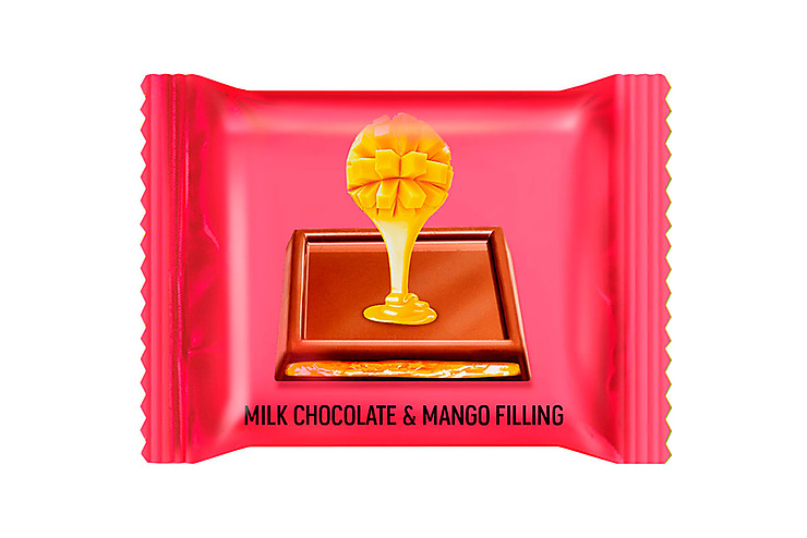 «O'Zera», молочный шоколад Milk & Mango filling с желейной начинкой из манго (коробка 1,2 кг)