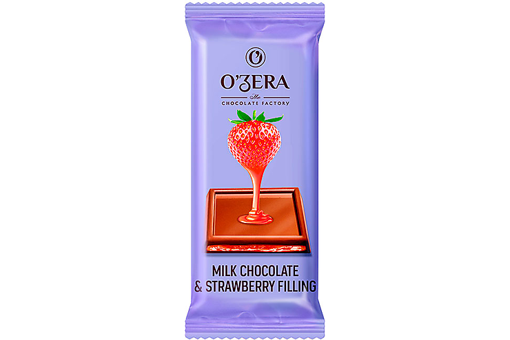 «OZera», молочный шоколад с желейной клубничной начинкой Milk & Strawberry filling, 24 г