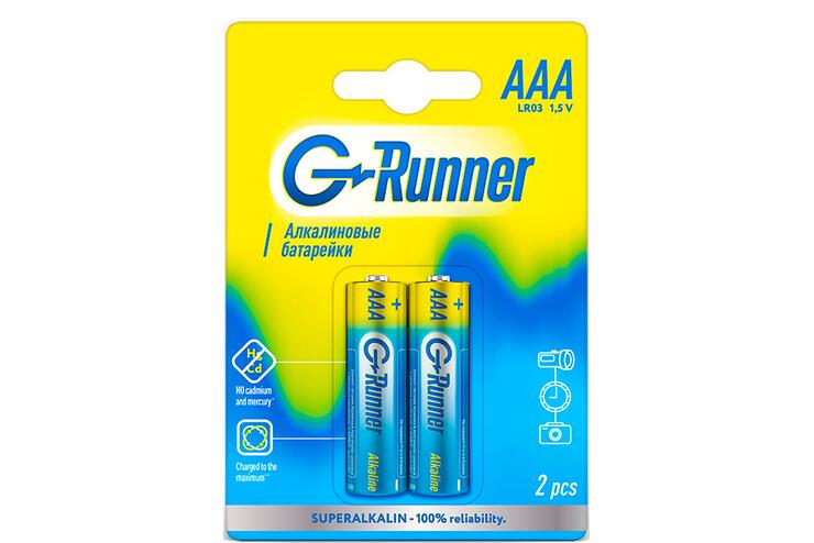 Батарейки алкалиновые «G-runner» AAА/LR03, 1,5 V, в блистере 2 батарейки