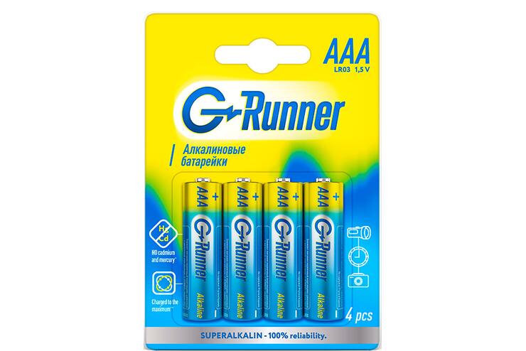 Батарейки алкалиновые «G-runner» AAА/LR03, 1,5 V, в блистере 4 батарейки