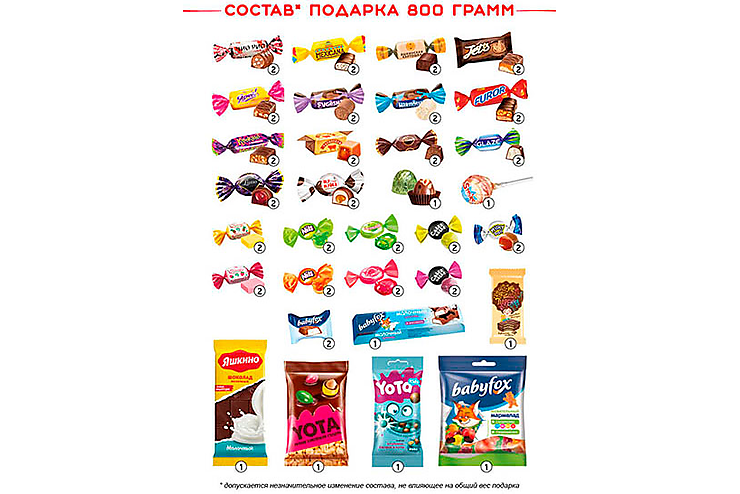 «Яшкино», новогодний набор «Мешочек с конфетами» Тигр, 800 г