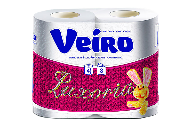Туалетная бумага трехслойная Veiro LUXORIA 4 рулона, 360 г